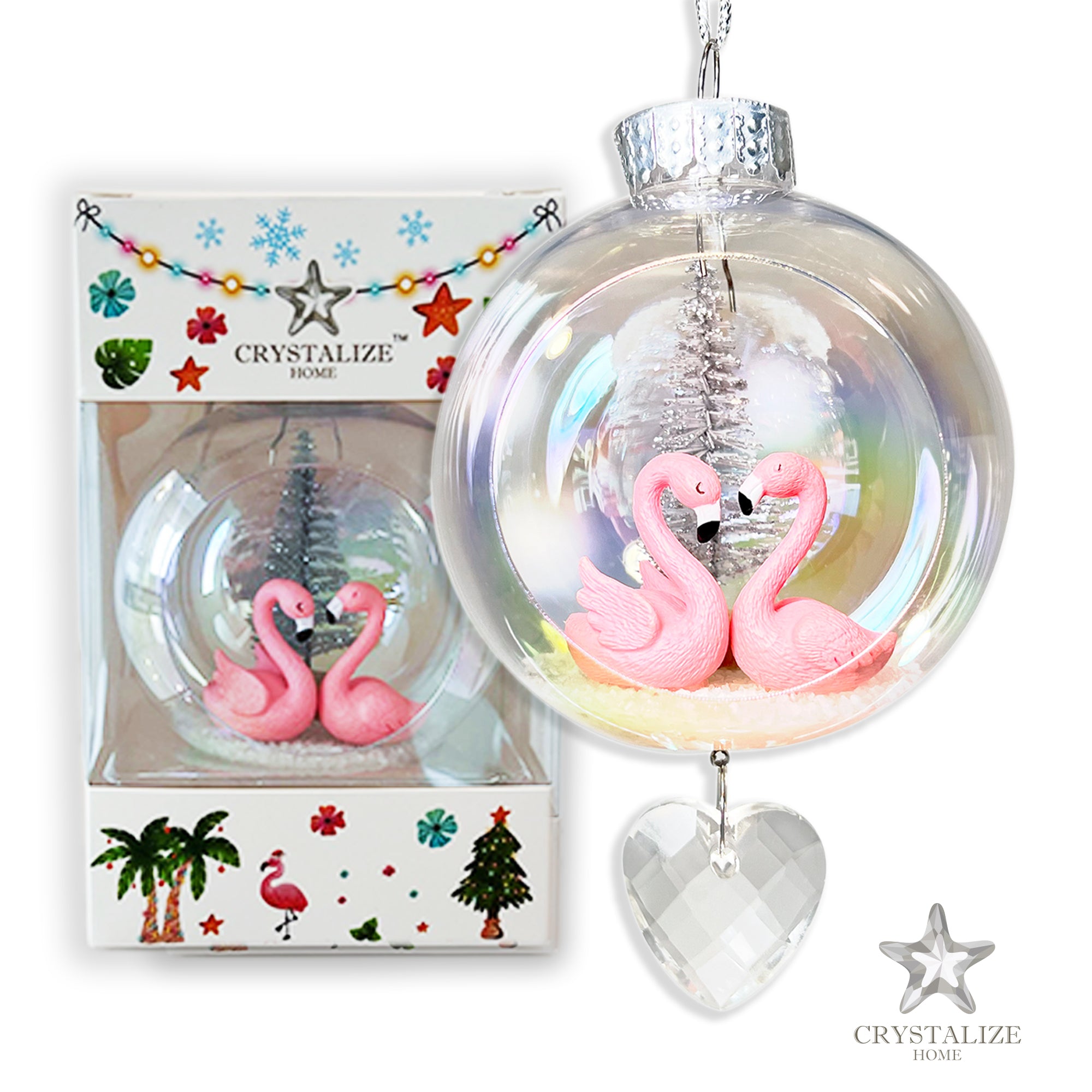 Glazen flamingo kersthanger roze | 15 cm | tropisch thema | It's al