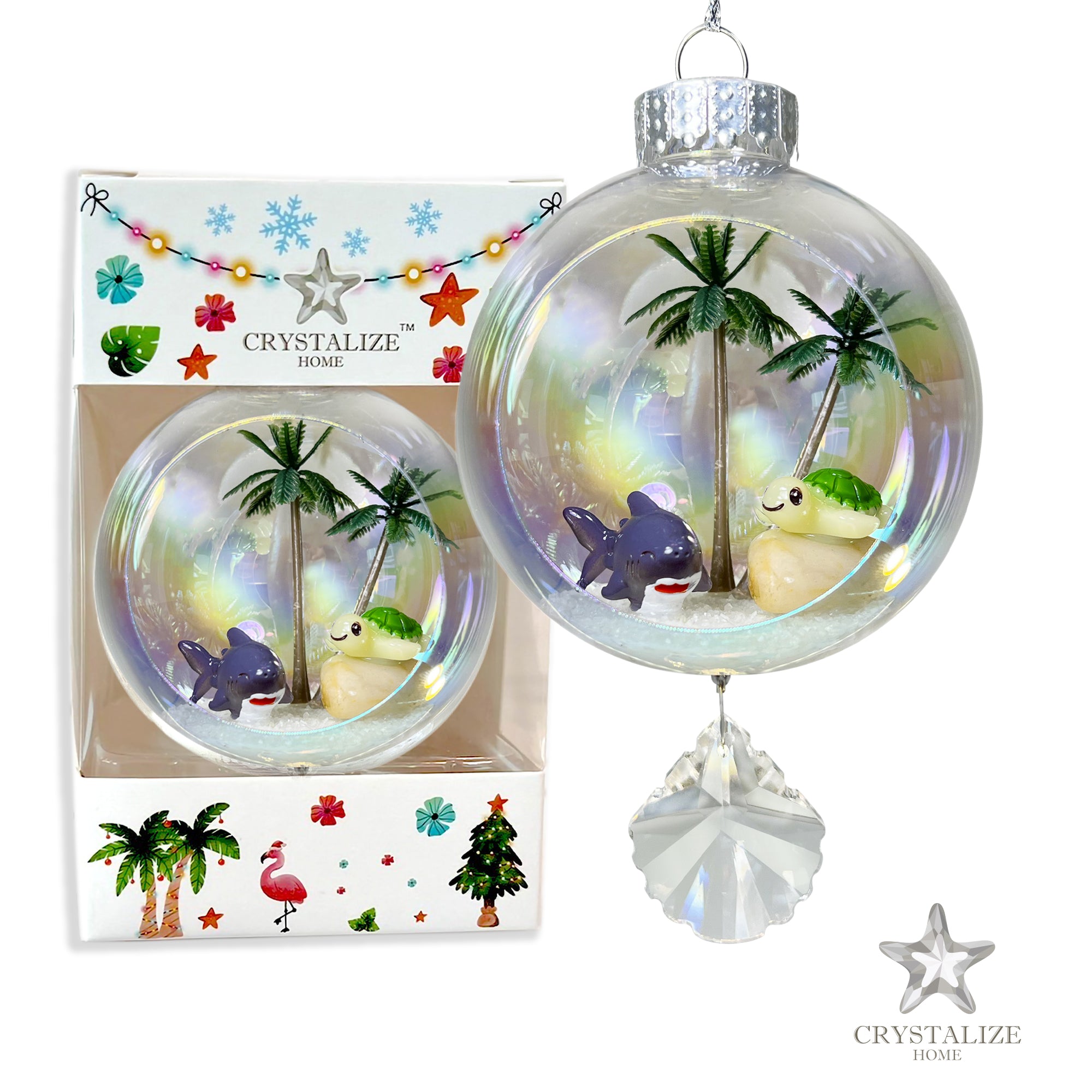 Shark & Turtle Plastic Ornament with Magnetic Crystal 3