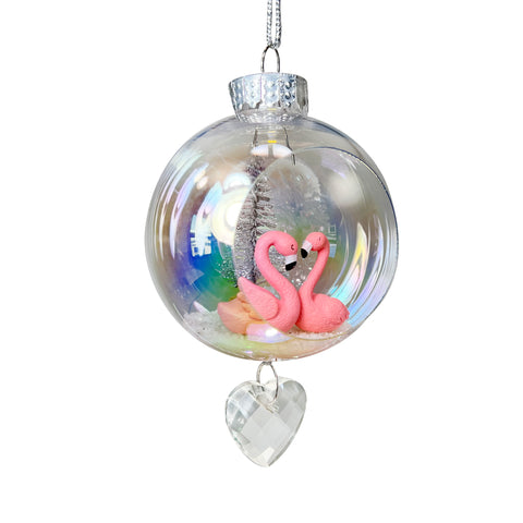 Flamingo Love Plastic Ornament with Magnetic Crystal 3