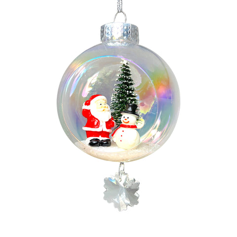 Santa & Snowman Plastic Ornament with Magnetic Crystal 3