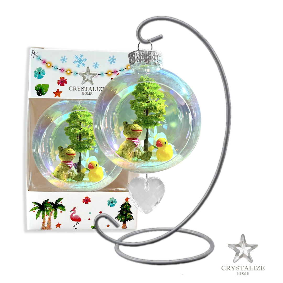 Frog & Duck Plastic Ornament with Magnetic Crystal 3"x7"