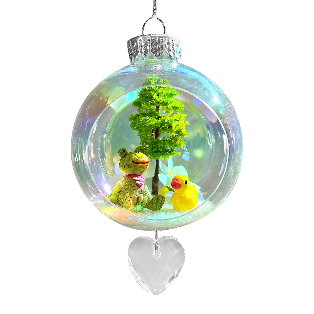 Frog & Duck Plastic Ornament with Magnetic Crystal 3"x7"
