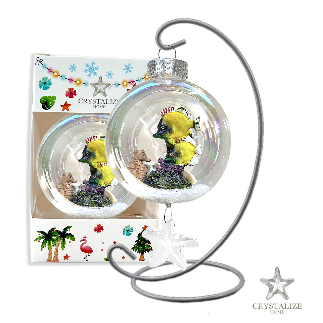 Fishes Plastic Ornament with Magnetic Crystal 3"x7"