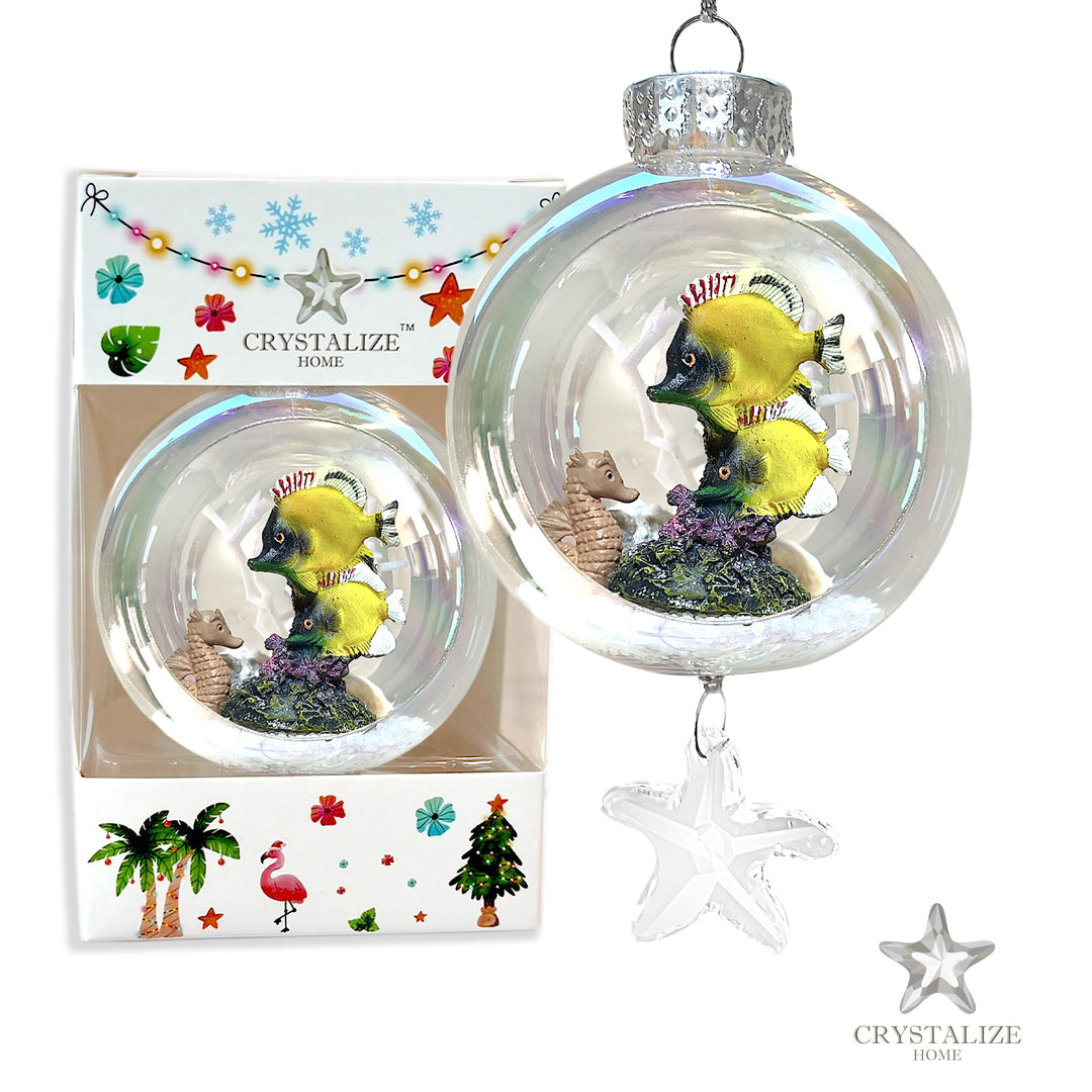Fishes Plastic Ornament with Magnetic Crystal 3"x7"