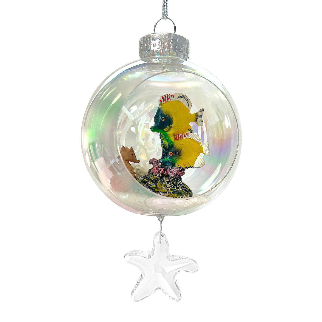 Fishes Plastic Ornament with Magnetic Crystal 3"x7"