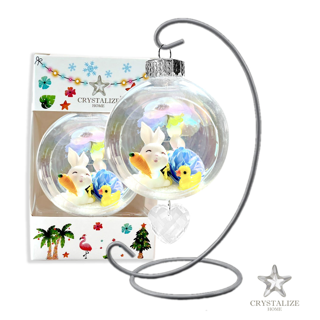 Rabbit & Duck Plastic Ornament with Magnetic Crystal 3"x7"