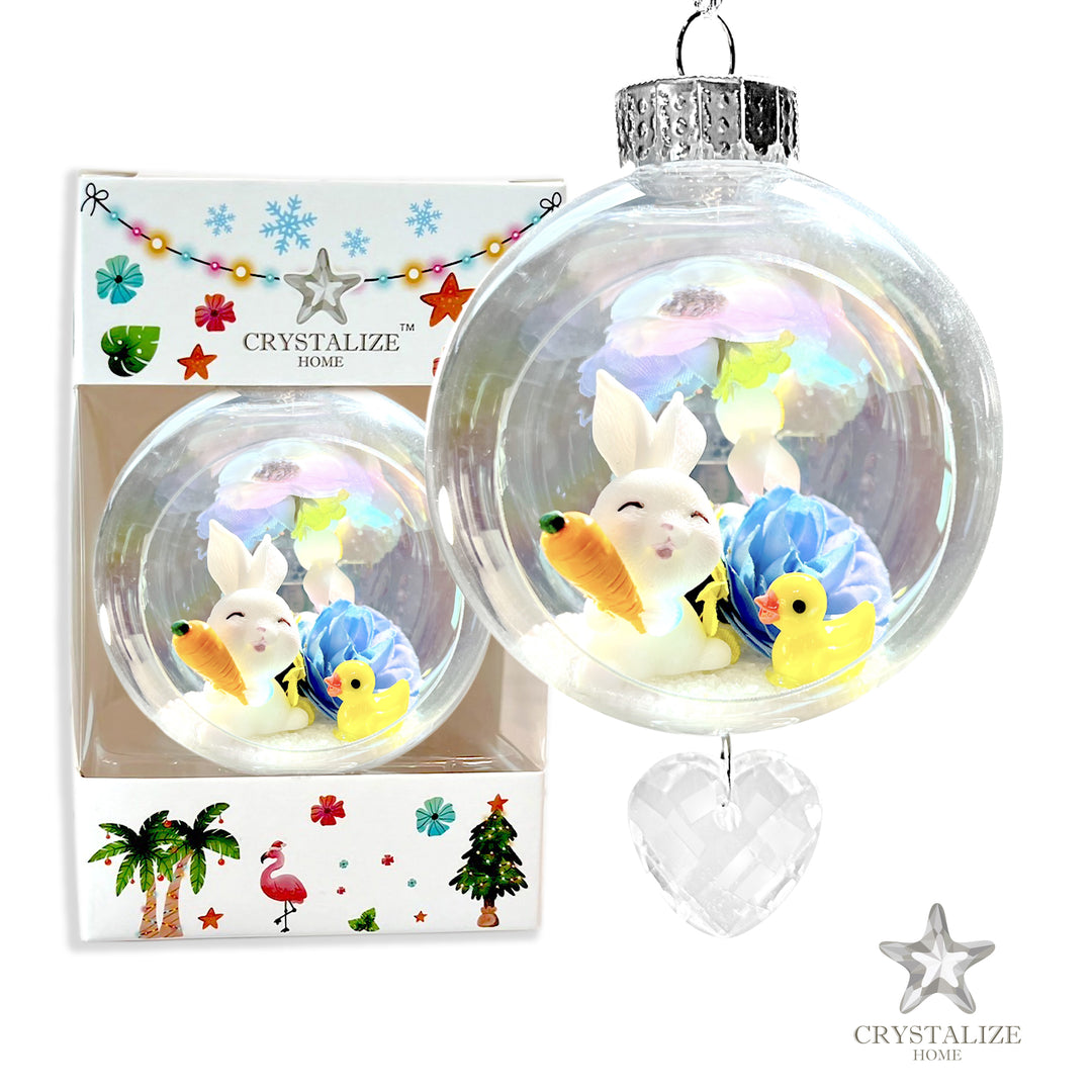 Rabbit & Duck Plastic Ornament with Magnetic Crystal 3"x7"