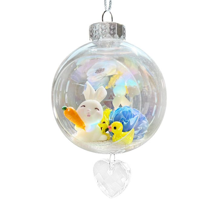 Rabbit & Duck Plastic Ornament with Magnetic Crystal 3"x7"