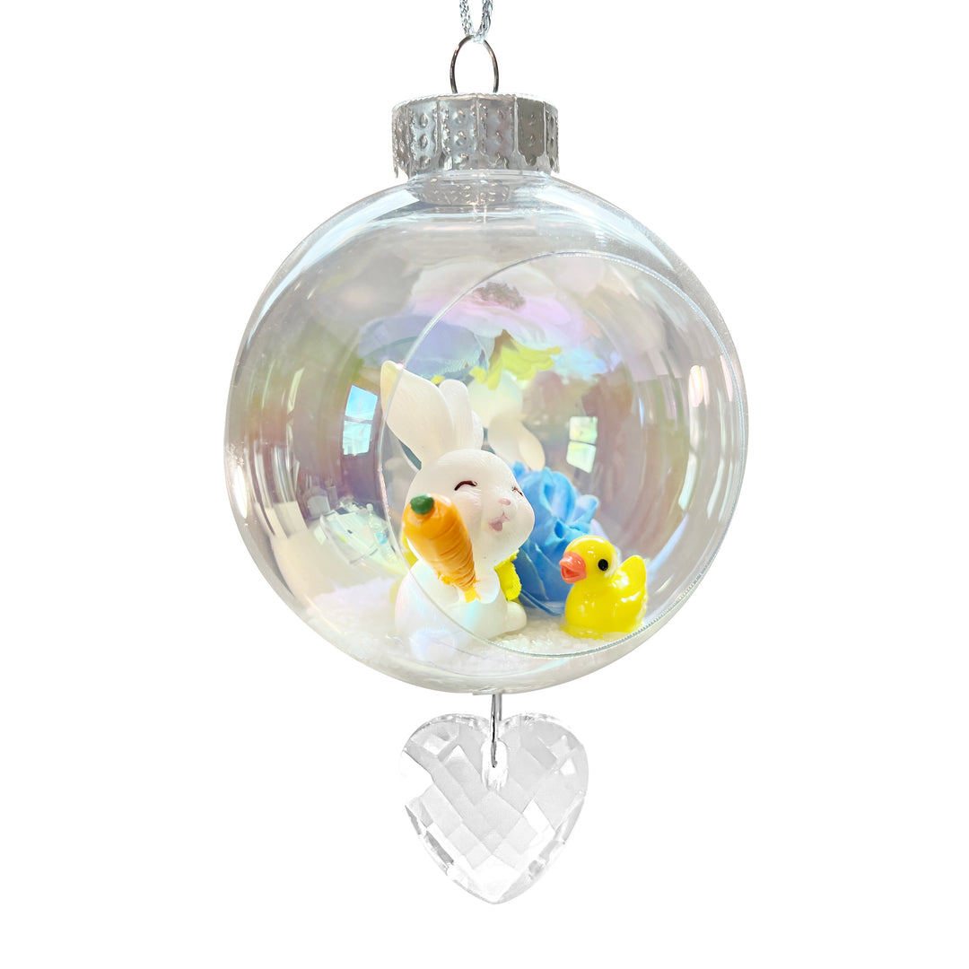 Rabbit & Duck Plastic Ornament with Magnetic Crystal 3"x7"