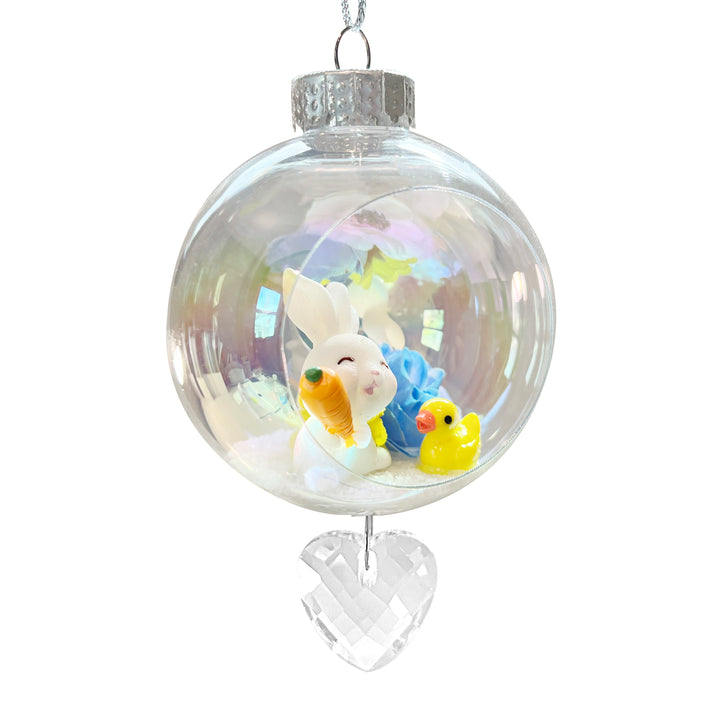 Rabbit & Duck Plastic Ornament with Magnetic Crystal 3"x7"