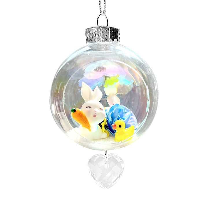 Rabbit & Duck Plastic Ornament with Magnetic Crystal 3"x7"