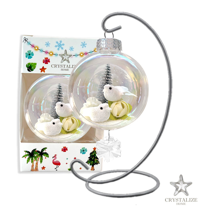 Dove Love Plastic Ornament with Magnetic Crystal 3"x7"
