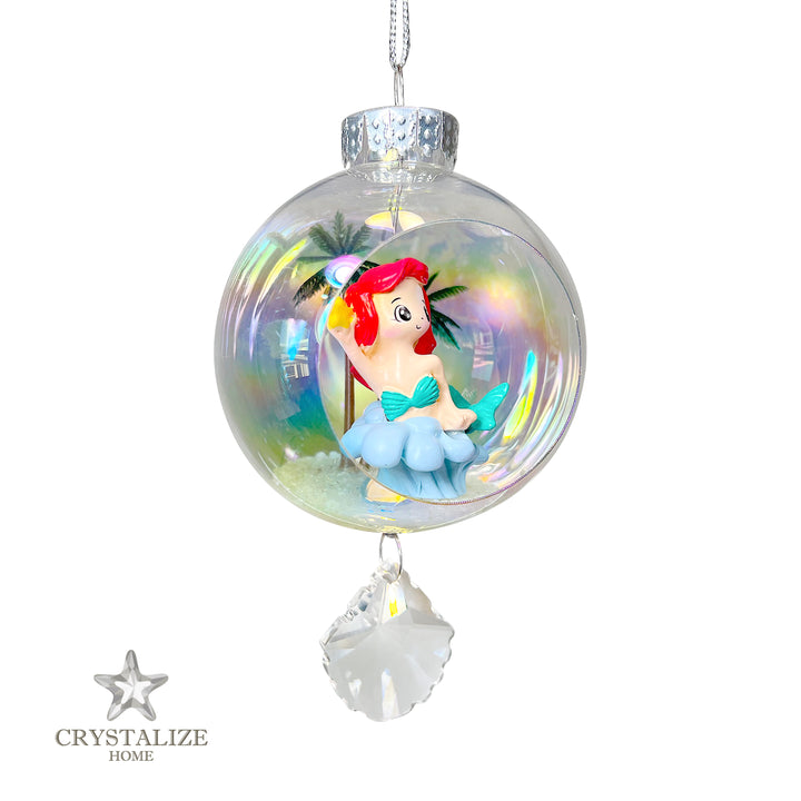 Mermaid Red Plastic Ornament with Magnetic Crystal 3"x7"