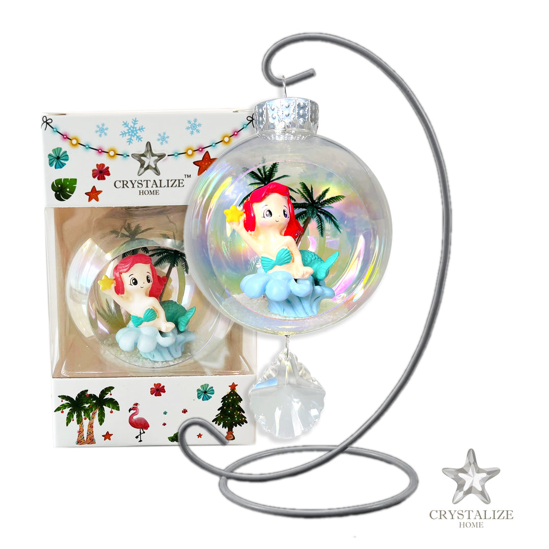 Mermaid Red Plastic Ornament with Magnetic Crystal 3"x7"