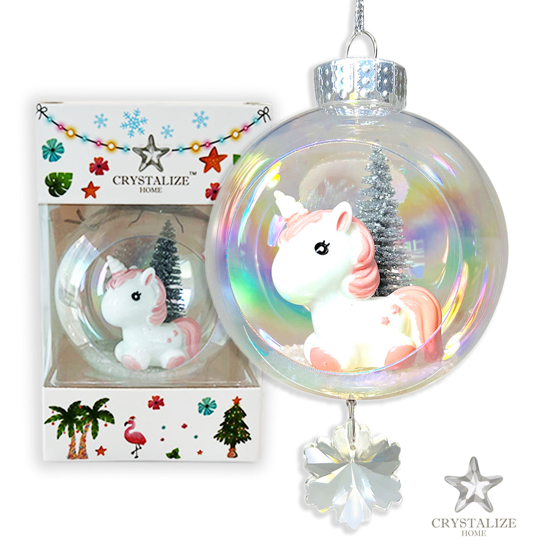 Baby Unicorn Plastic Ornament with Magnetic Crystal 3"x7"