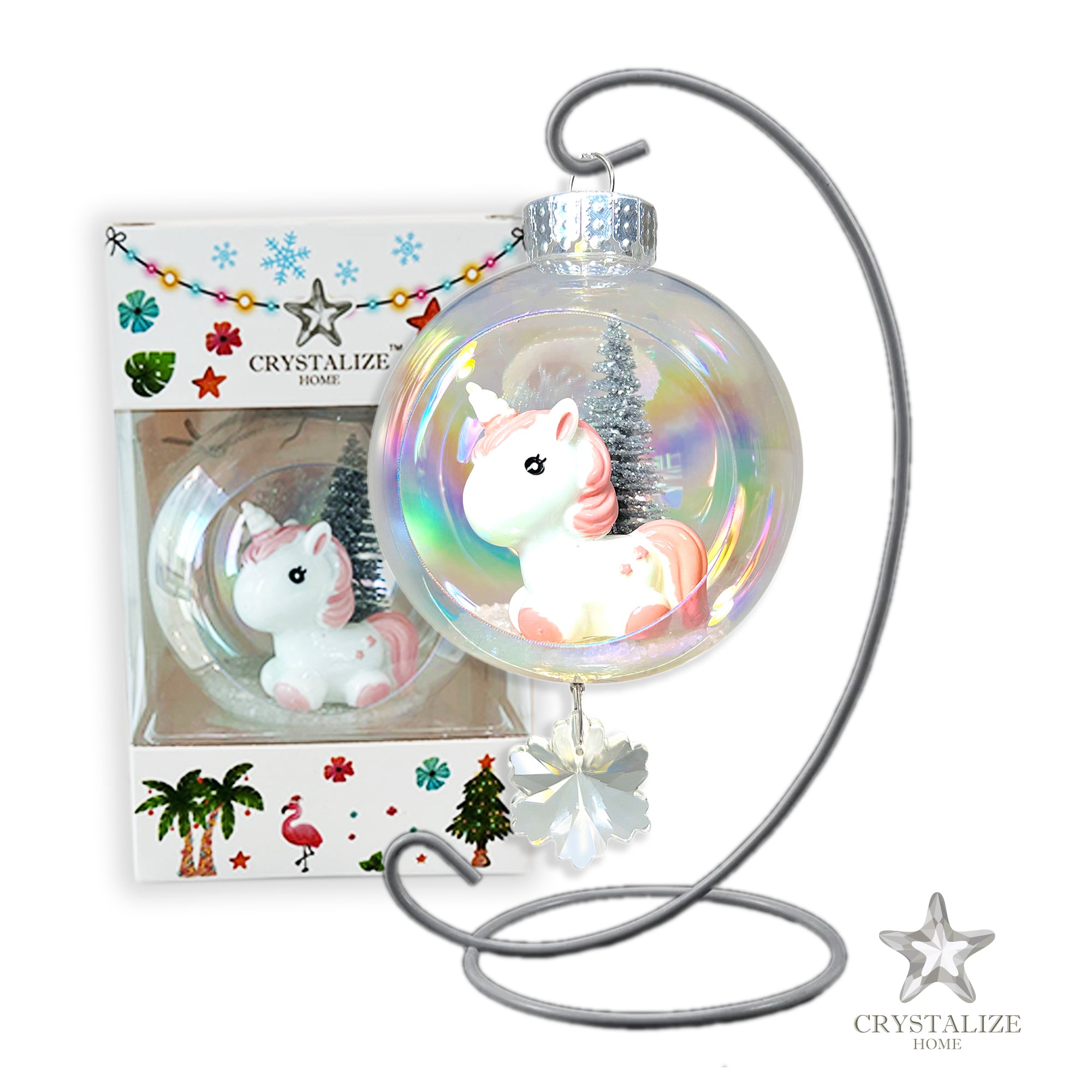 Baby Unicorn Plastic Ornament with Magnetic Crystal 3