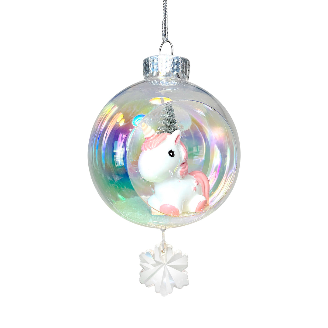 Baby Unicorn Plastic Ornament with Magnetic Crystal 3"x7"