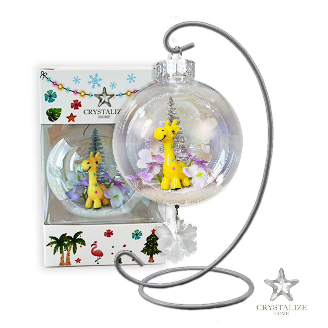 Baby Giraffe Plastic Ornament with Magnetic Crystal 3"x7"