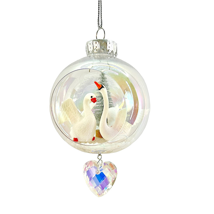 Swans for Life Plastic Ornament with Magnetic Crystal 3" x 7"