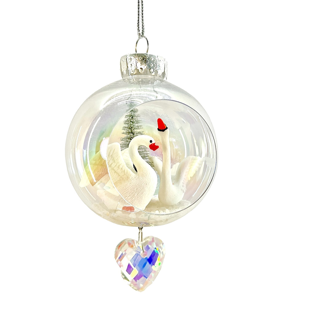Swans for Life Plastic Ornament with Magnetic Crystal 3" x 7"