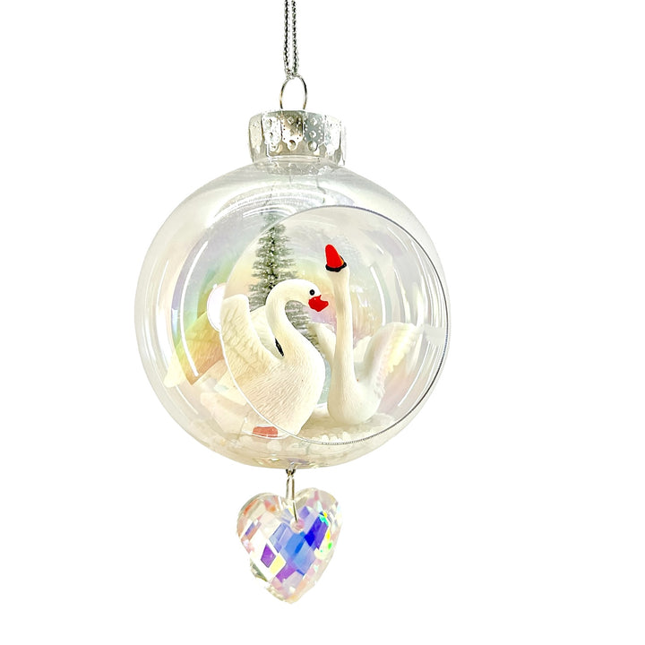Swans for Life Plastic Ornament with Magnetic Crystal 3" x 7"