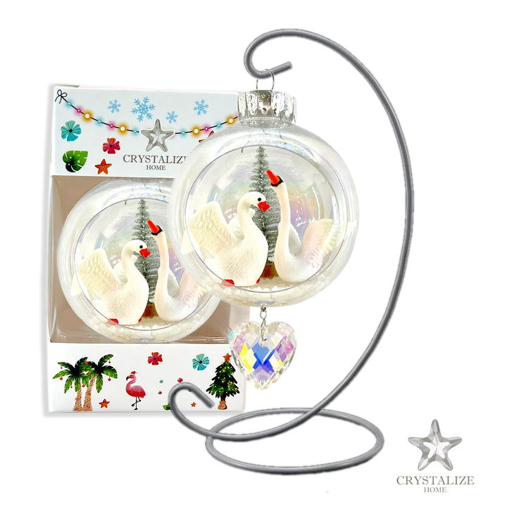 Swans for Life Plastic Ornament with Magnetic Crystal 3" x 7"