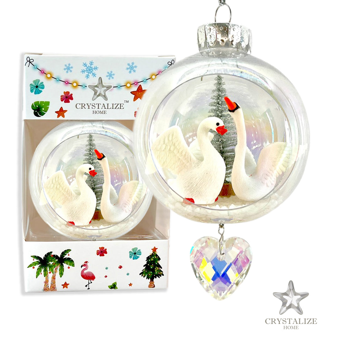 Swans for Life Plastic Ornament with Magnetic Crystal 3" x 7"