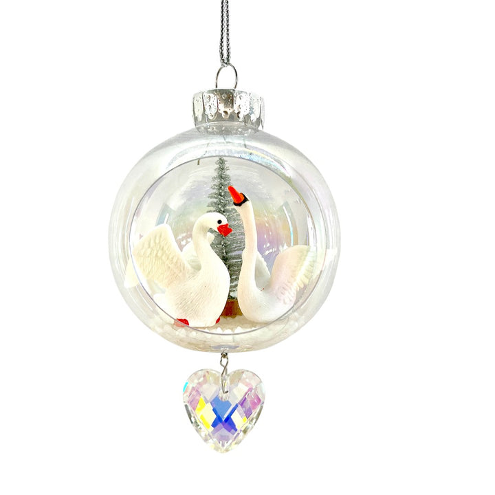 Swans for Life Plastic Ornament with Magnetic Crystal 3" x 7"