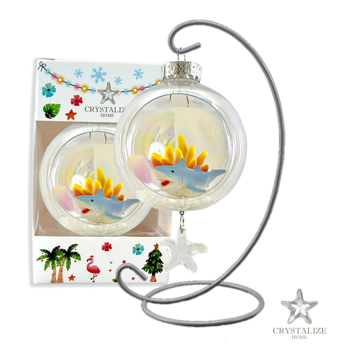 Shark Orange Coral Plastic Ornament with Magnetic Crystal 3"x7"