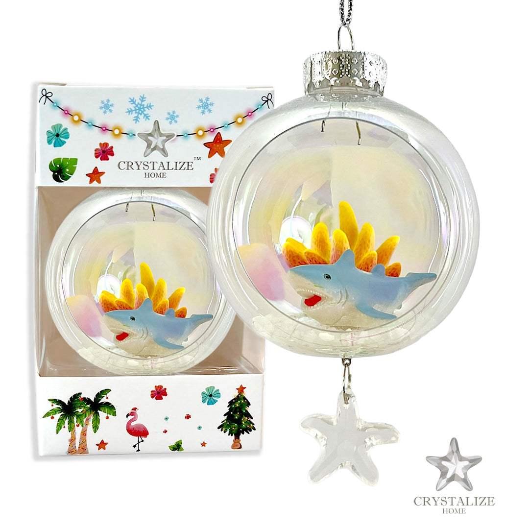 Shark Orange Coral Plastic Ornament with Magnetic Crystal 3"x7"