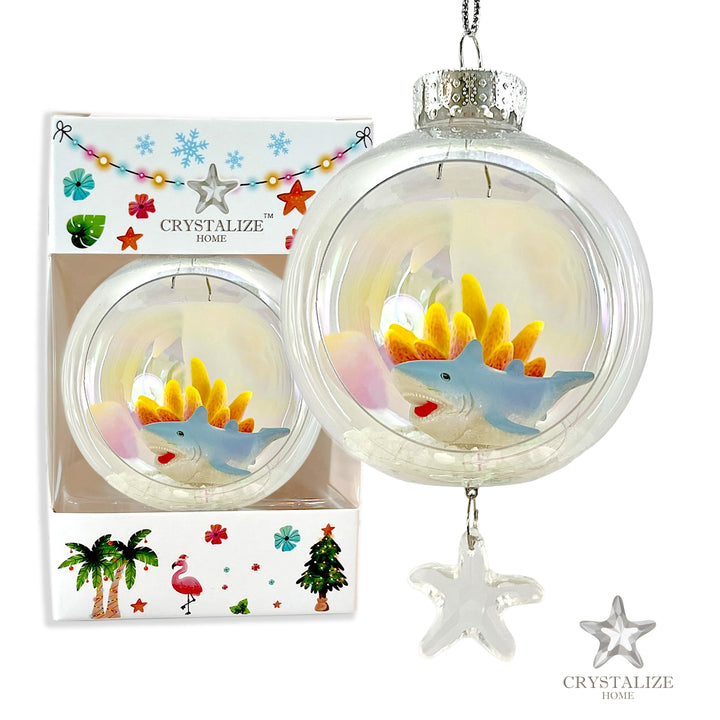 Shark Orange Coral Plastic Ornament with Magnetic Crystal 3"x7"