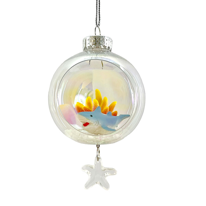 Shark Orange Coral Plastic Ornament with Magnetic Crystal 3"x7"