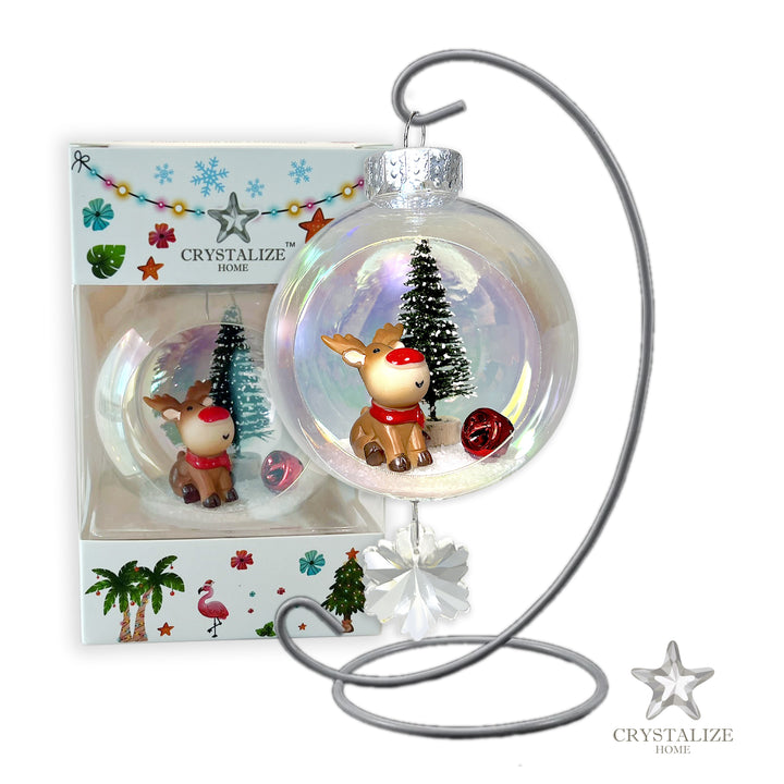 Rudolph Plastic Ornament with Magnetic Crystal 3"x7"