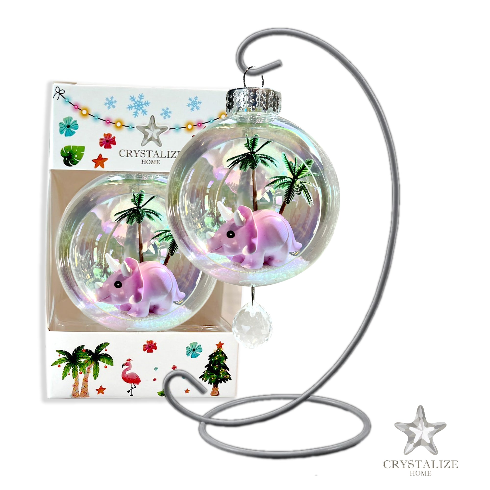 ぴぃさま専用ユニコーンジャスパーシリカ　スフィア　天然石置物　D157 Dinosaur Purple Plastic Ornament with Magnetic Crystal 3