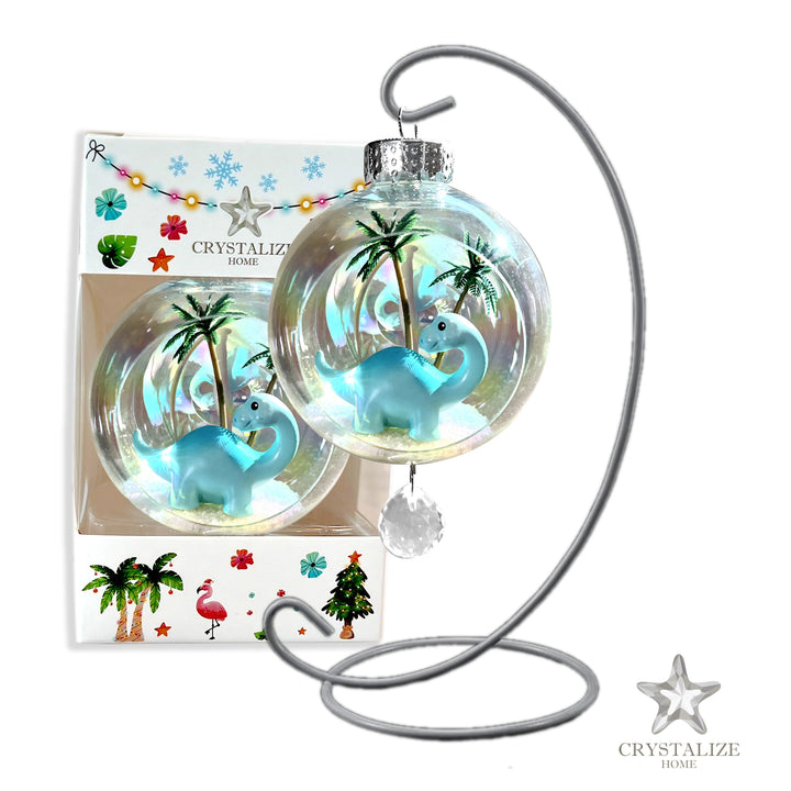 Dinosaur Blue Plastic Ornament with Magnetic Crystal 3"x7"