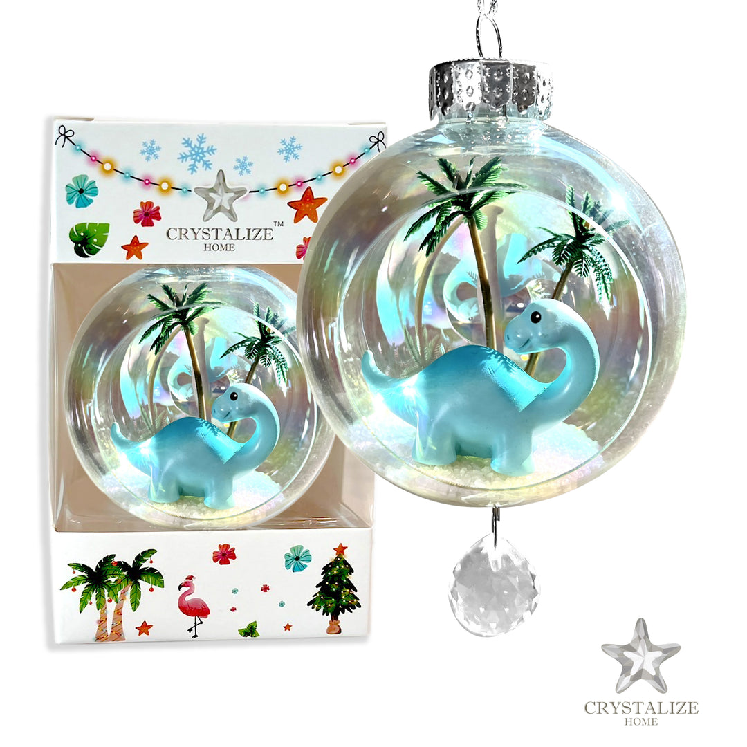 Dinosaur Blue Plastic Ornament with Magnetic Crystal 3"x7"