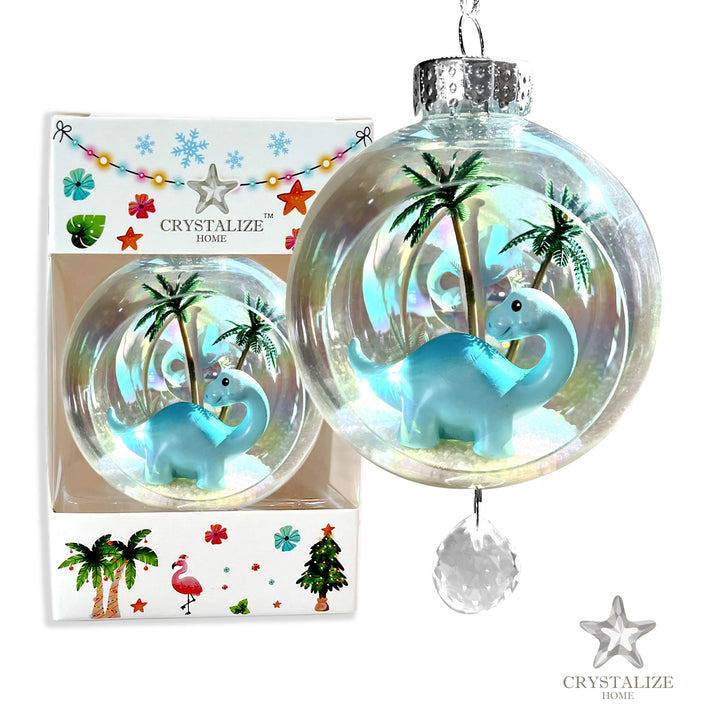 Dinosaur Blue Plastic Ornament with Magnetic Crystal 3"x7"