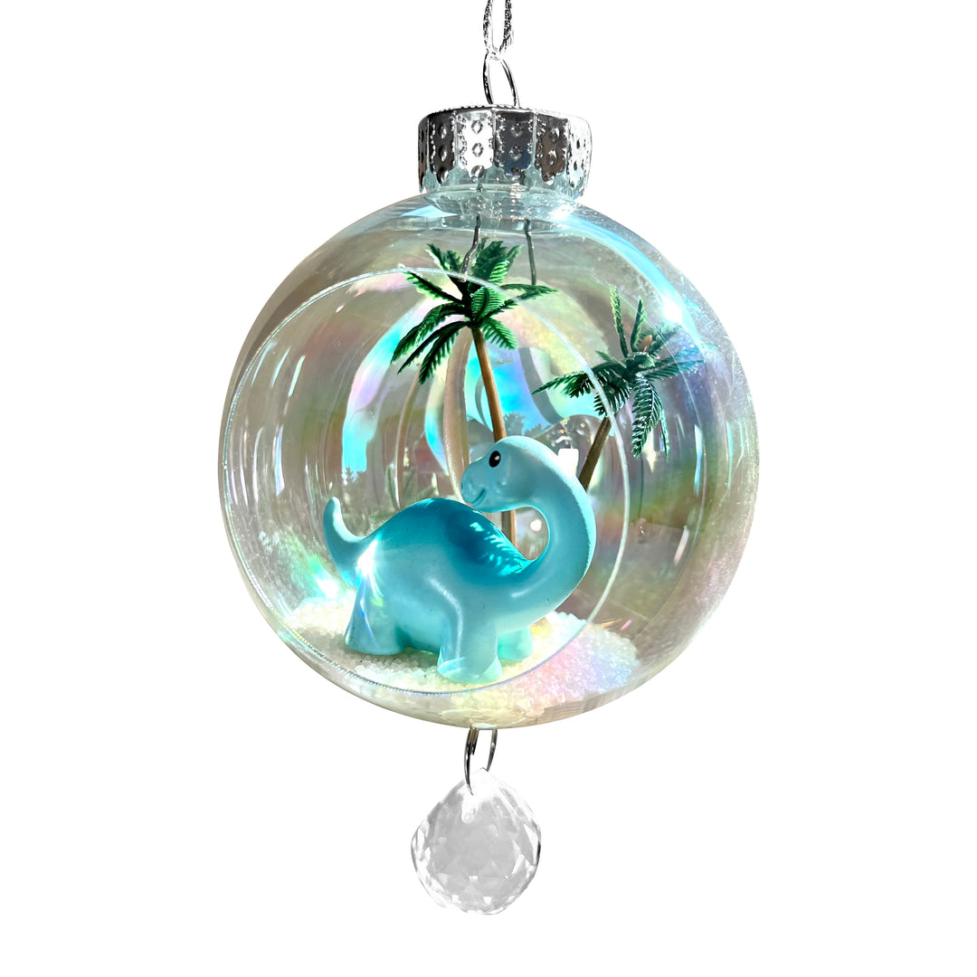 Dinosaur Blue Plastic Ornament with Magnetic Crystal 3"x7"