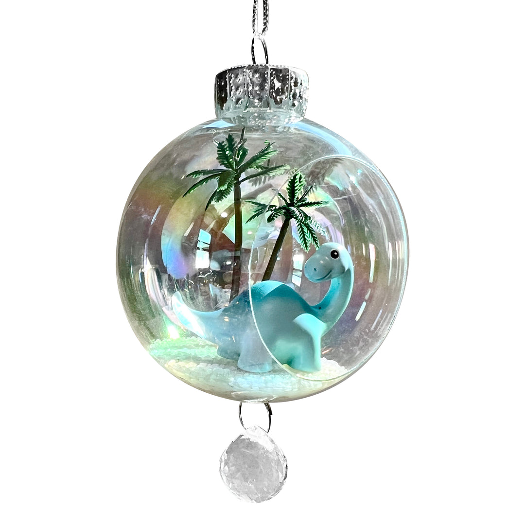 Dinosaur Blue Plastic Ornament with Magnetic Crystal 3"x7"