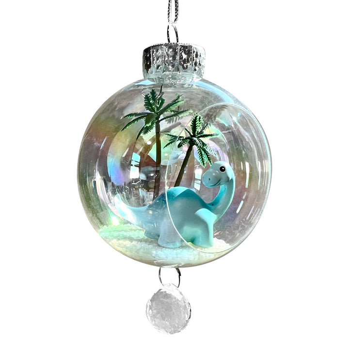 Dinosaur Blue Plastic Ornament with Magnetic Crystal 3"x7"