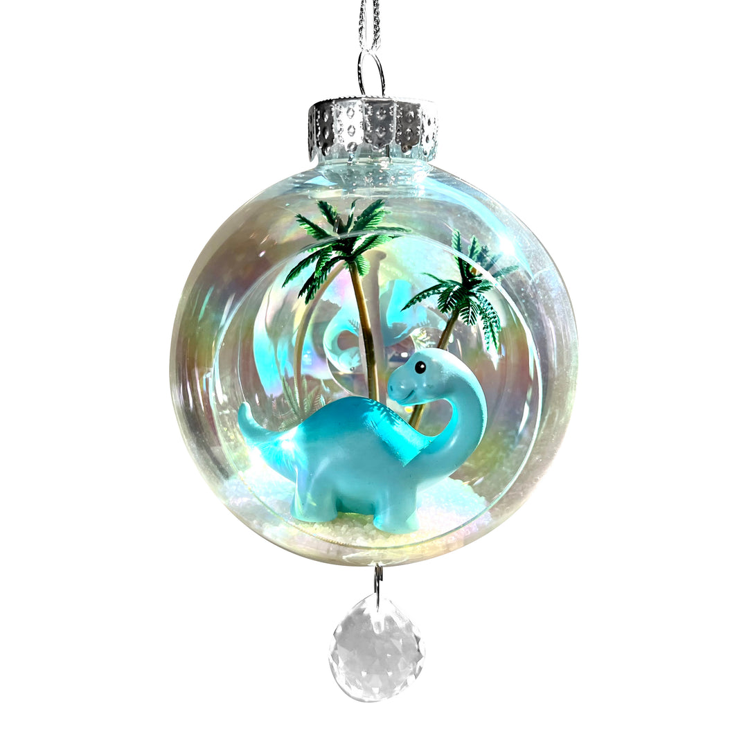 Dinosaur Blue Plastic Ornament with Magnetic Crystal 3"x7"
