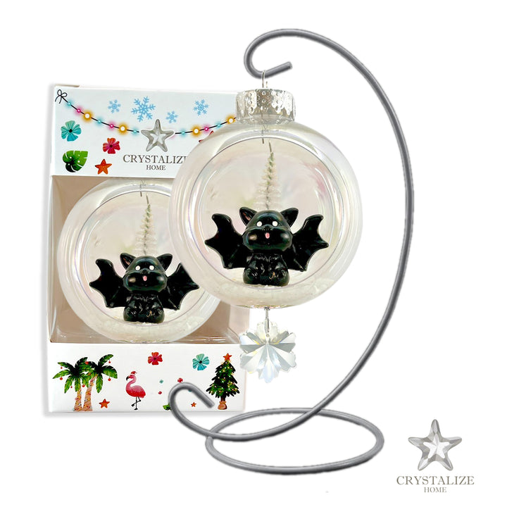 Cat Bat Plastic Ornament with Magnetic Crystal 3"x7"