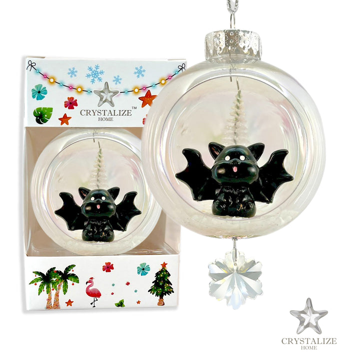 Cat Bat Plastic Ornament with Magnetic Crystal 3"x7"