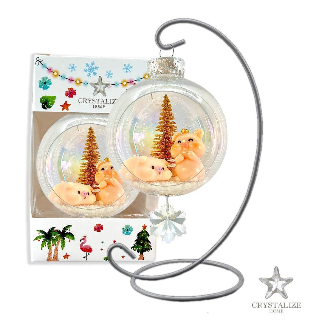 Piggy Love Plastic Ornament with Magnetic Crystal 3"x7"