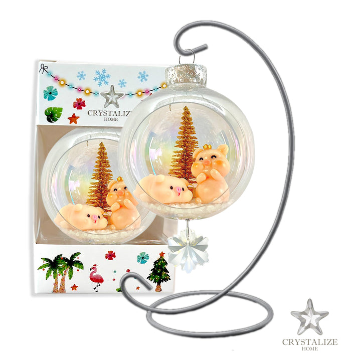 Piggy Love Plastic Ornament with Magnetic Crystal 3"x7"