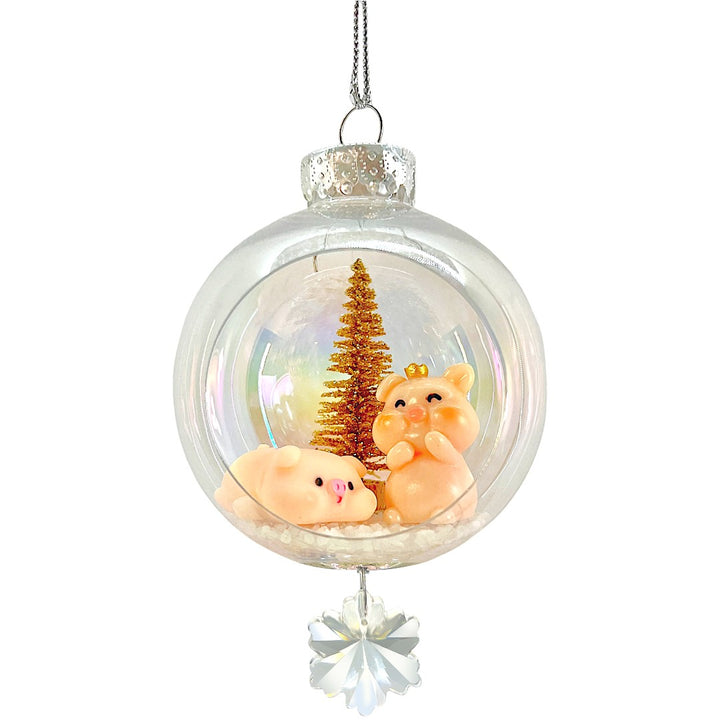 Piggy Love Plastic Ornament with Magnetic Crystal 3"x7"