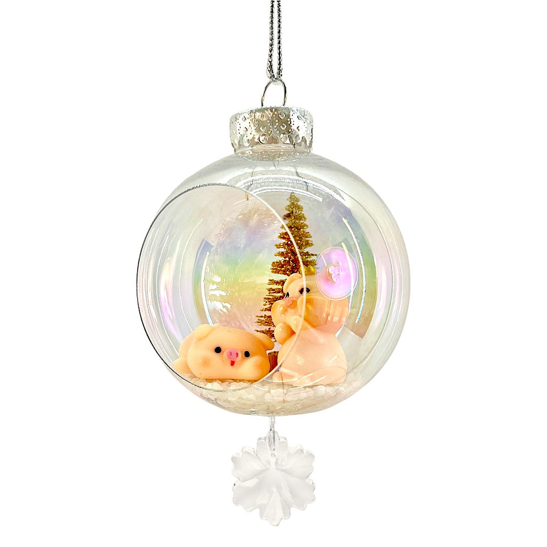 Piggy Love Plastic Ornament with Magnetic Crystal 3"x7"