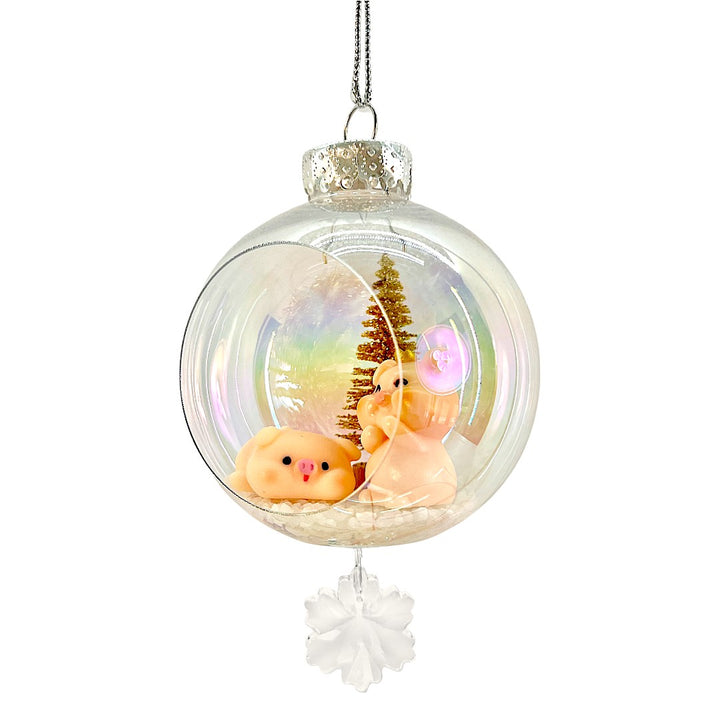 Piggy Love Plastic Ornament with Magnetic Crystal 3"x7"