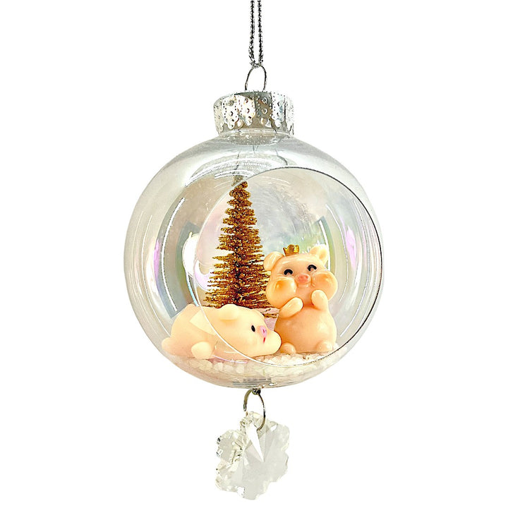Piggy Love Plastic Ornament with Magnetic Crystal 3"x7"