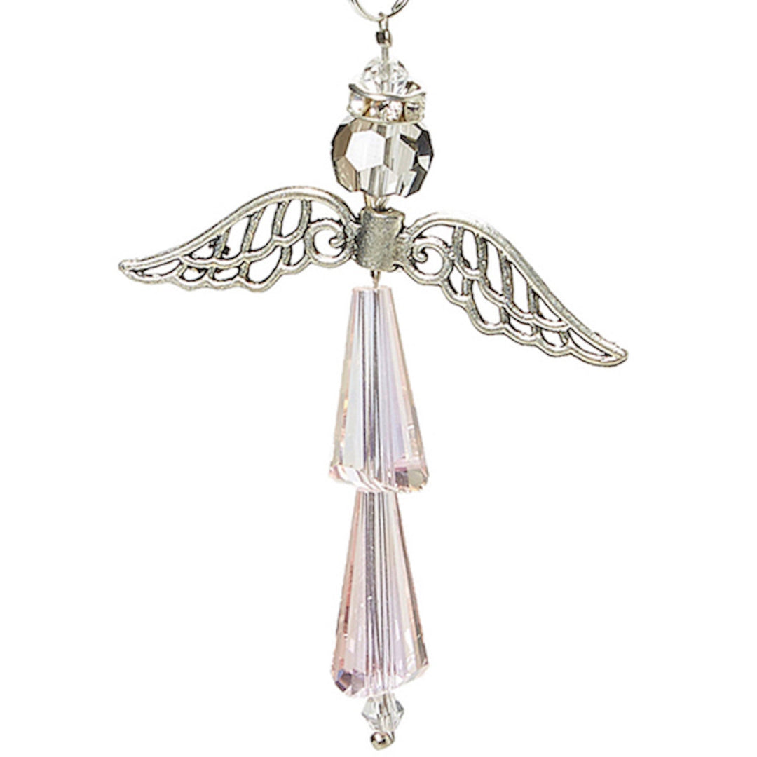 3-Pack Guardian Angel Crystal Car Charms – Rose, Aquamarine, Emerald – Hanging Rearview Mirror Ornament Gift Set for Protection, Love & Faith